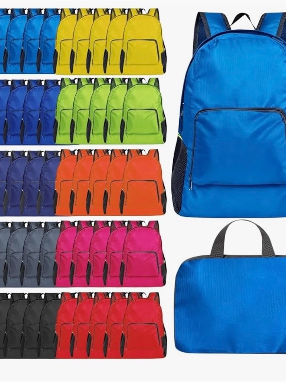 Foldable Lightweight  Nylon Backpack with Front Pocket. Choose your color